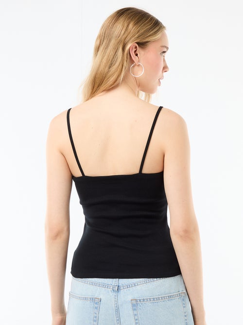 Camiseta de tirantes de canalé con tirantes finos - Kiabi