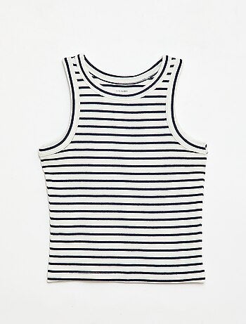 Camiseta de tirantes de canalé de algodón con estampado completo