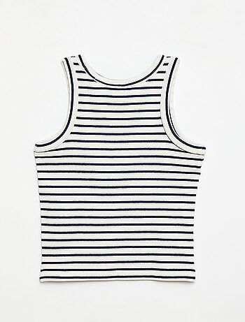 Camiseta de tirantes de canalé de algodón con estampado completo