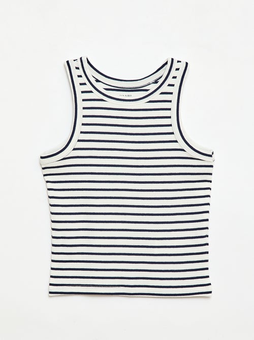 Camiseta de tirantes de canalé de algodón con estampado completo - Kiabi