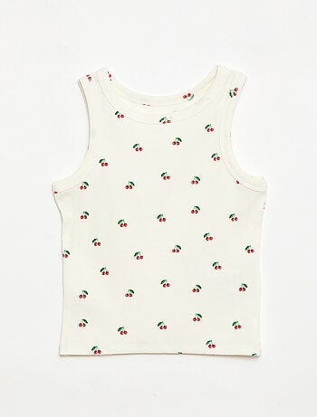 Camiseta de tirantes de canalé de algodón con estampado completo