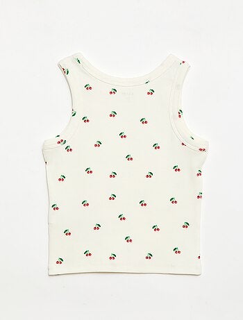 Camiseta de tirantes de canalé de algodón con estampado completo