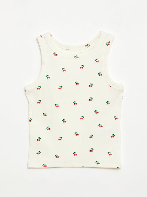 Camiseta de tirantes de canalé de algodón con estampado completo - Kiabi