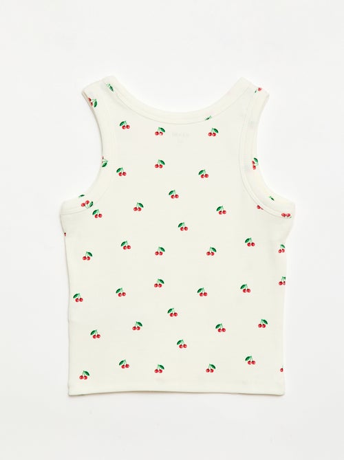Camiseta de tirantes de canalé de algodón con estampado completo - Kiabi