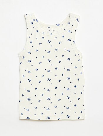 Camiseta de tirantes de canalé de algodón con estampado completo