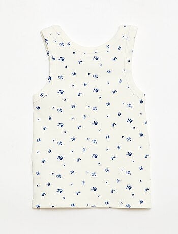 Camiseta de tirantes de canalé de algodón con estampado completo