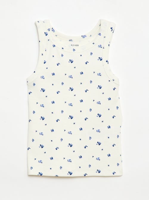 Camiseta de tirantes de canalé de algodón con estampado completo - Kiabi