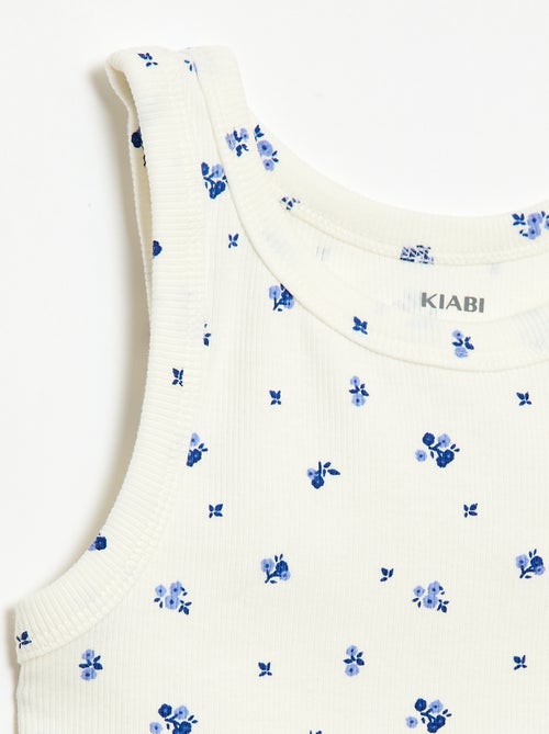 Camiseta de tirantes de canalé de algodón con estampado completo - Kiabi