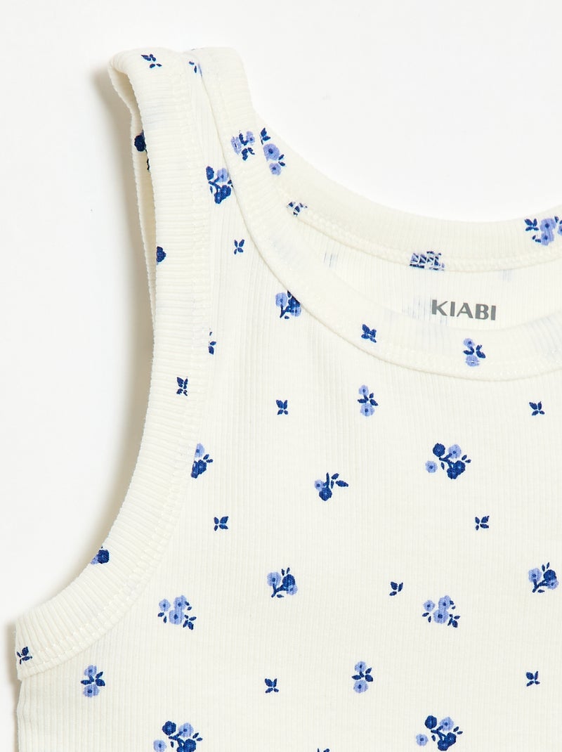 Camiseta de tirantes de canalé de algodón con estampado completo Beige - Kiabi