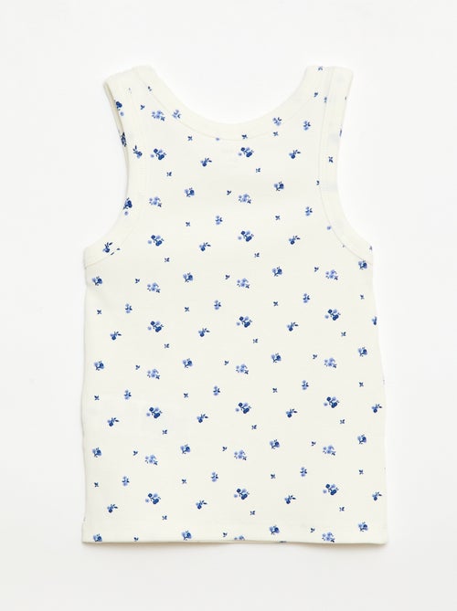 Camiseta de tirantes de canalé de algodón con estampado completo - Kiabi