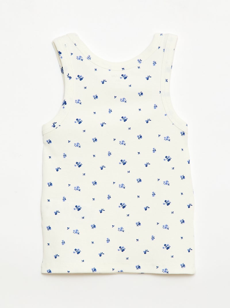 Camiseta de tirantes de canalé de algodón con estampado completo Beige - Kiabi