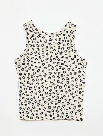 Camiseta de tirantes de canalé de algodón con estampado completo