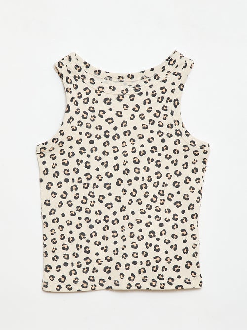 Camiseta de tirantes de canalé de algodón con estampado completo - Kiabi