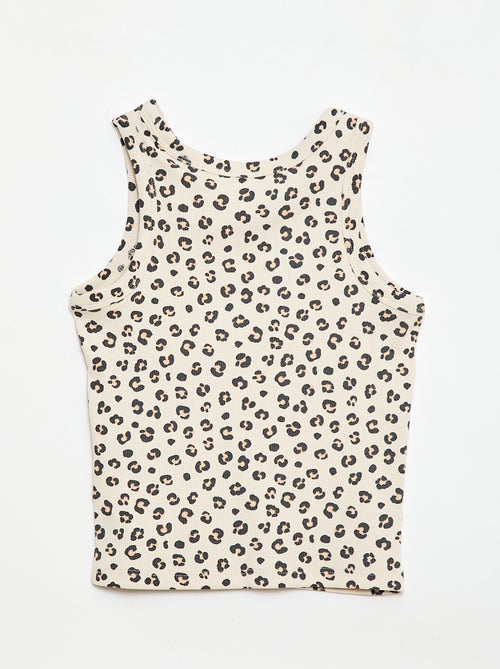 Camiseta de tirantes de canalé de algodón con estampado completo - Kiabi