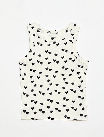 Camiseta de tirantes de canalé de algodón con estampado completo