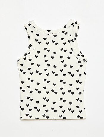 Camiseta de tirantes de canalé de algodón con estampado completo