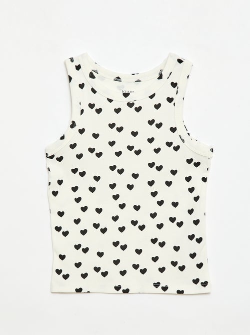 Camiseta de tirantes de canalé de algodón con estampado completo - Kiabi