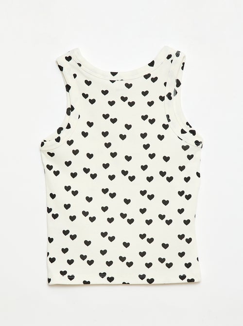 Camiseta de tirantes de canalé de algodón con estampado completo - Kiabi