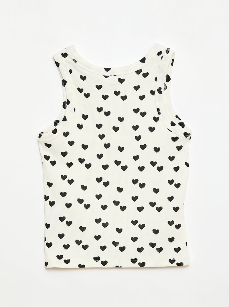 Camiseta de tirantes de canalé de algodón con estampado completo Blanco - Kiabi