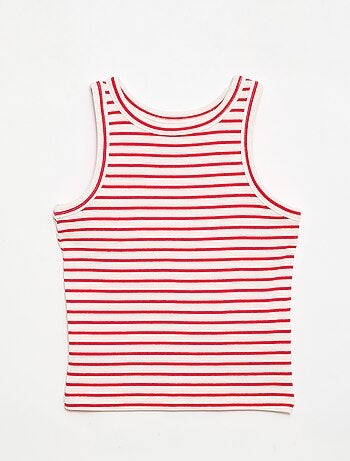 Camiseta de tirantes de canalé de algodón con estampado completo