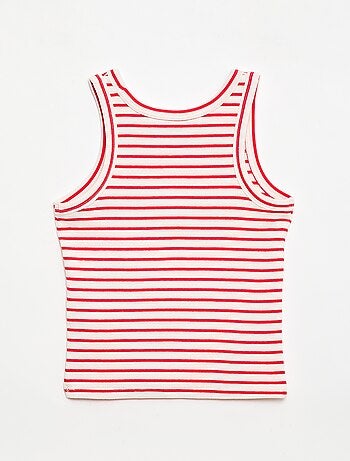 Camiseta de tirantes de canalé de algodón con estampado completo