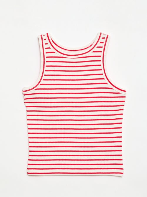 Camiseta de tirantes de canalé de algodón con estampado completo - Kiabi