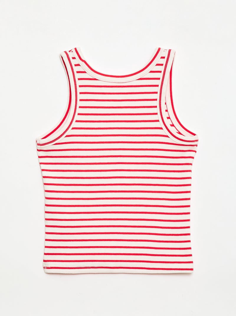 Camiseta de tirantes de canalé de algodón con estampado completo Rojo - Kiabi