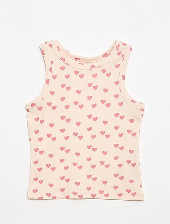 Camiseta de tirantes de canalé de algodón con estampado completo