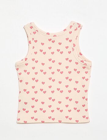 Camiseta de tirantes de canalé de algodón con estampado completo