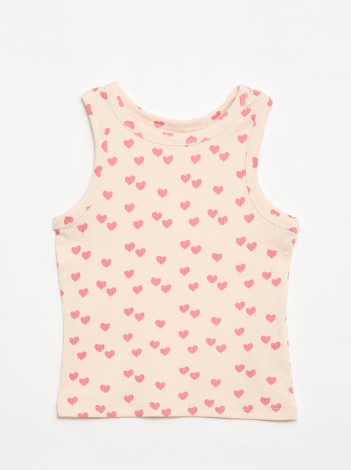 Camiseta de tirantes de canalé de algodón con estampado completo - Kiabi