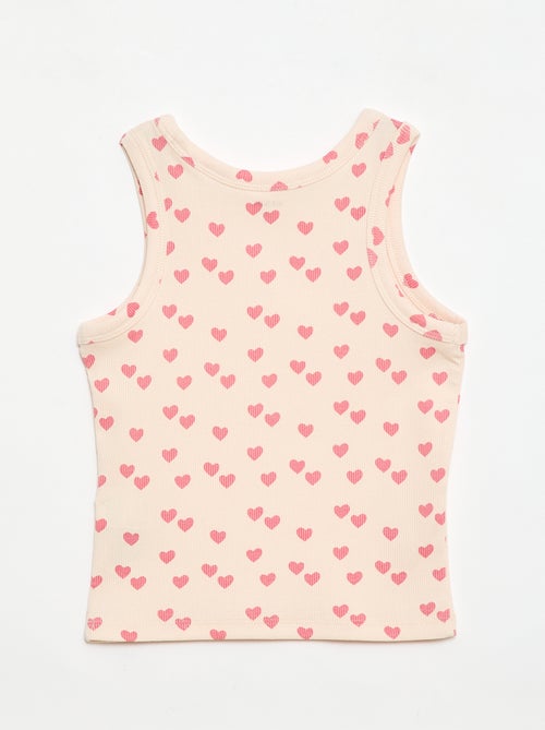 Camiseta de tirantes de canalé de algodón con estampado completo - Kiabi