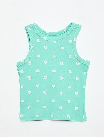 Camiseta de tirantes de canalé de algodón con estampado completo