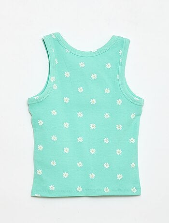 Camiseta de tirantes de canalé de algodón con estampado completo