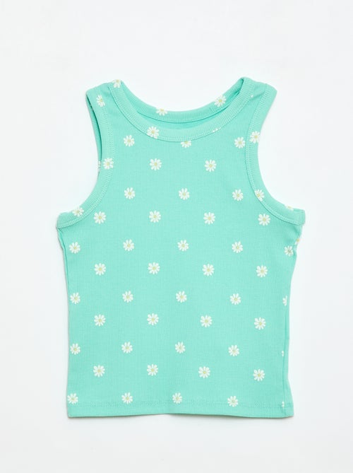 Camiseta de tirantes de canalé de algodón con estampado completo - Kiabi