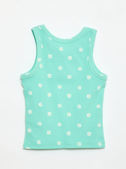 Camiseta de tirantes de canalé de algodón con estampado completo - Kiabi