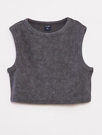 Camiseta de tirantes de canalé efecto descolorido