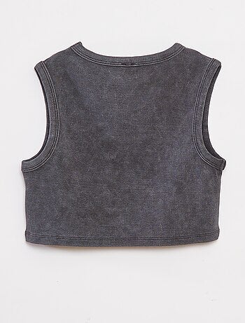 Camiseta de tirantes de canalé efecto descolorido