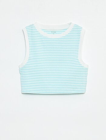 Camiseta de tirantes de canalé fino a rayas
