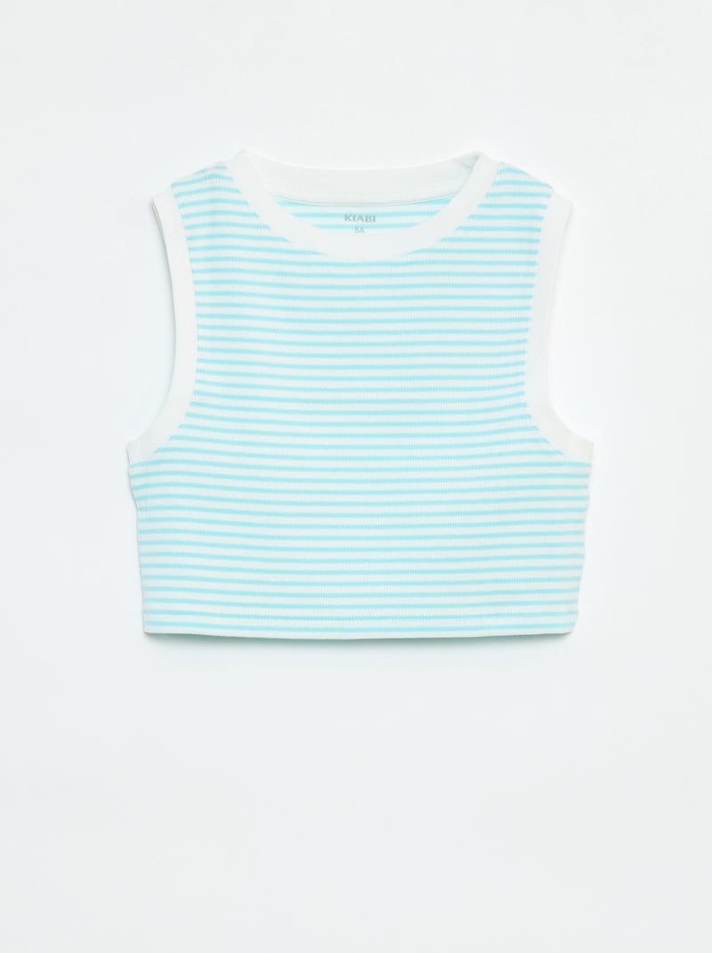 Camiseta de tirantes de canalé fino a rayas Azul - Kiabi