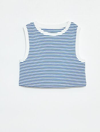 Camiseta de tirantes de canalé fino a rayas