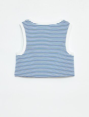 Camiseta de tirantes de canalé fino a rayas