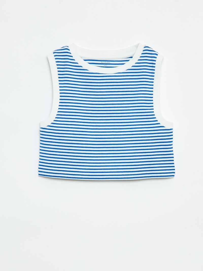 Camiseta de tirantes de canalé fino a rayas Azul - Kiabi