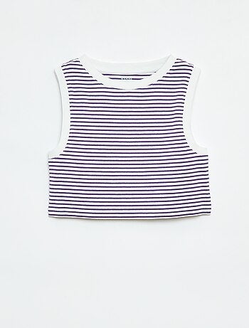 Camiseta de tirantes de canalé fino a rayas