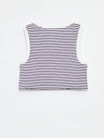 Camiseta de tirantes de canalé fino a rayas