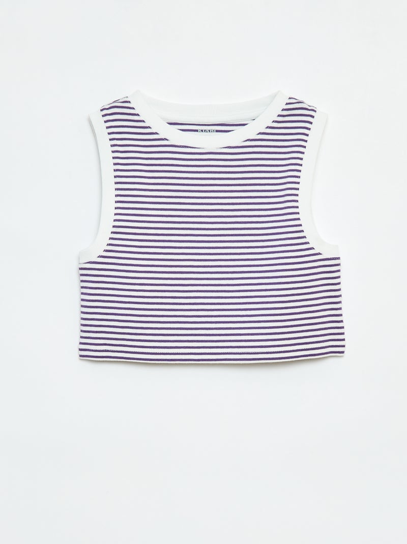 Camiseta de tirantes de canalé fino a rayas Purpura - Kiabi