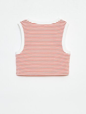 Camiseta de tirantes de canalé fino a rayas