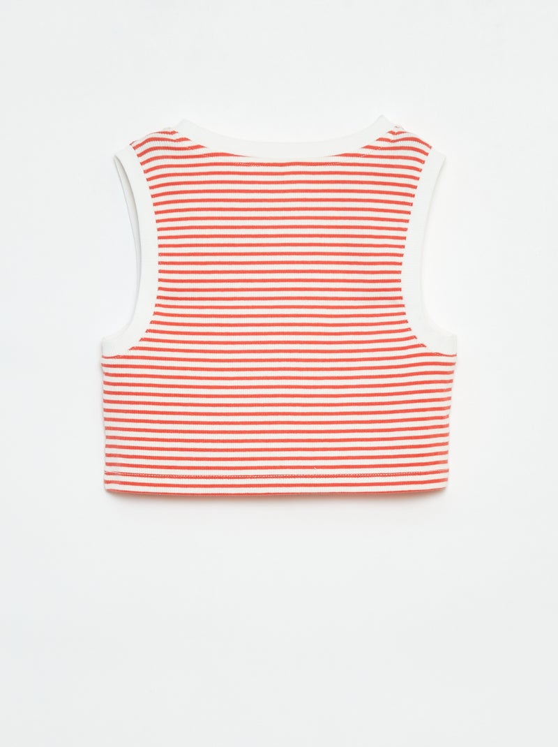 Camiseta de tirantes de canalé fino a rayas Rojo - Kiabi