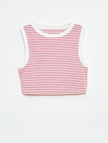 Camiseta de tirantes de canalé fino a rayas