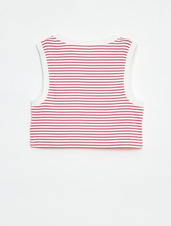 Camiseta de tirantes de canalé fino a rayas
