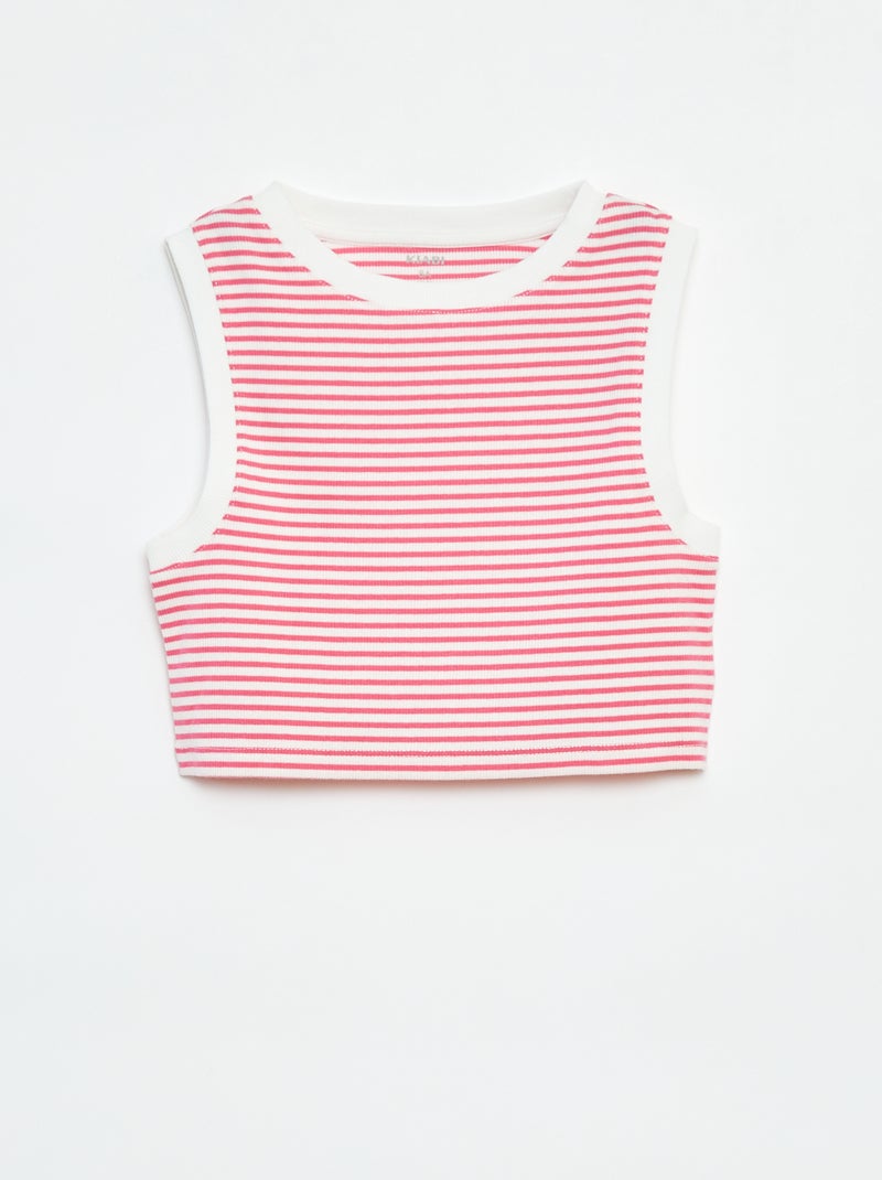 Camiseta de tirantes de canalé fino a rayas Rosa - Kiabi
